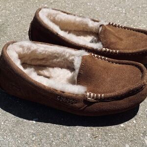 Brown Suede Moccasin Slippers